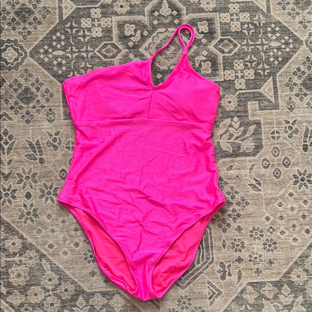 Aerie Pink One Shoulder One Piece Swimsuit